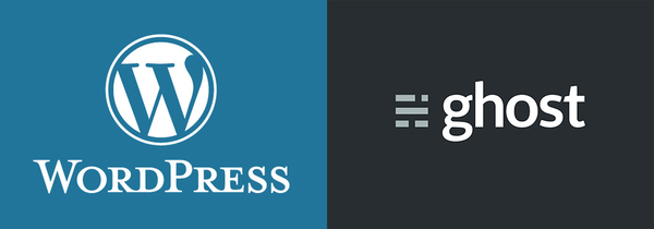 Logos for WordPress and Ghost CMS software platforms