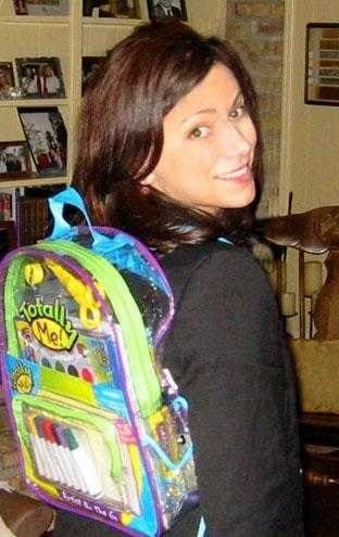 Jenn wearing her backpack