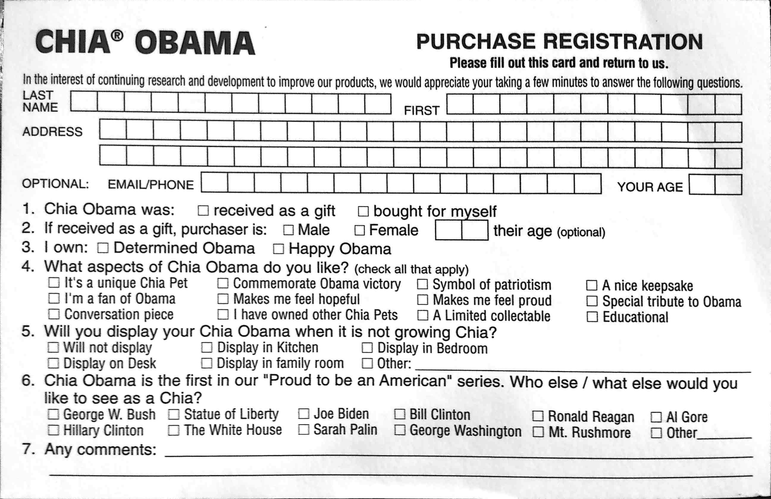 Chia Obama registration card